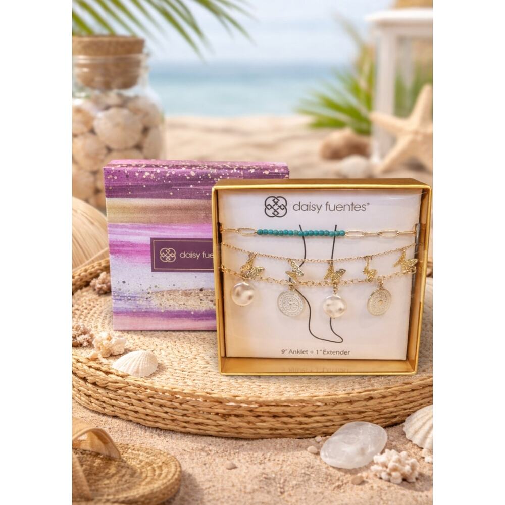Daisy Fuentes Ankle Box Set Gold New